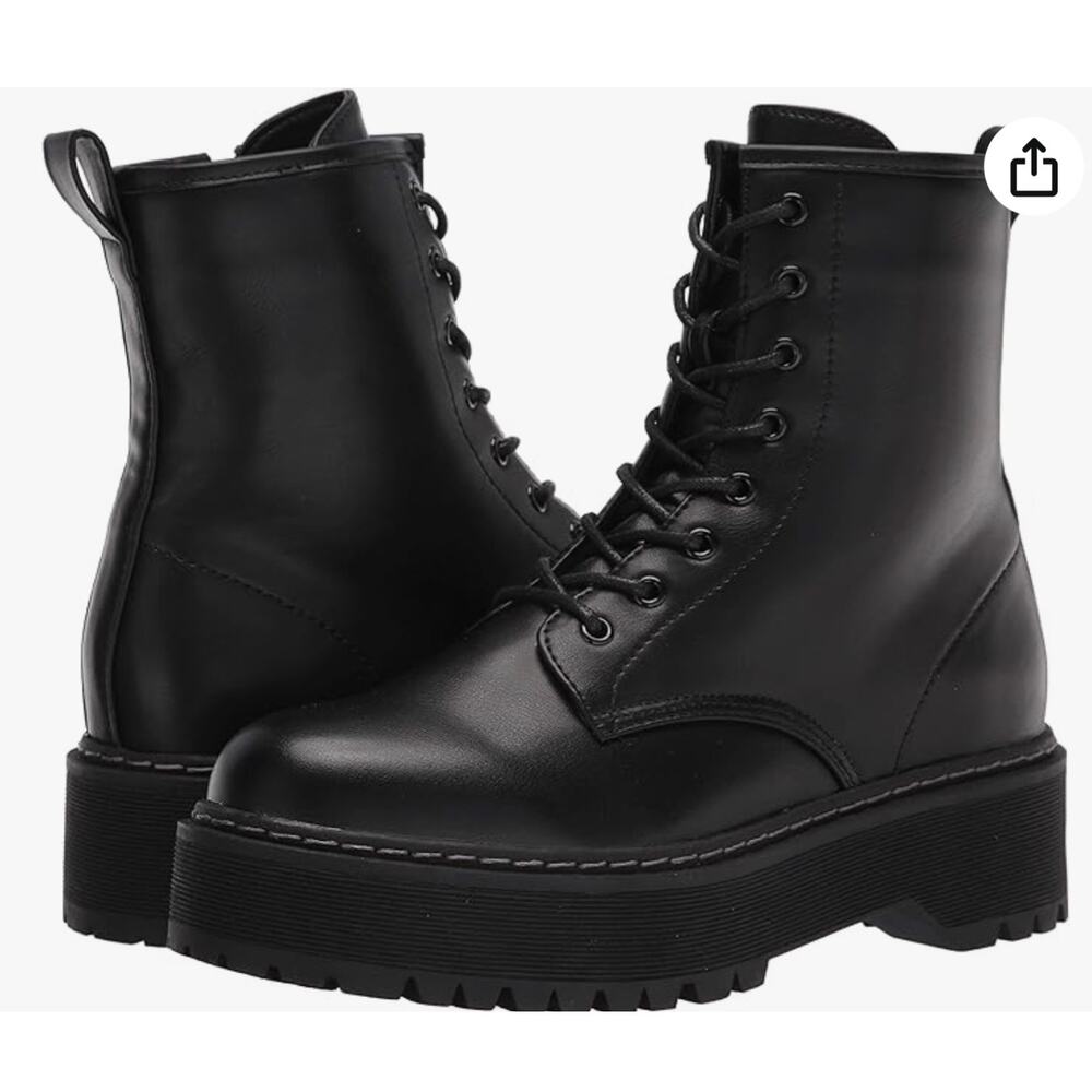 Steve Madden Women's Bettyy1 Combat Side-Zip and Lace-up Boot size 8